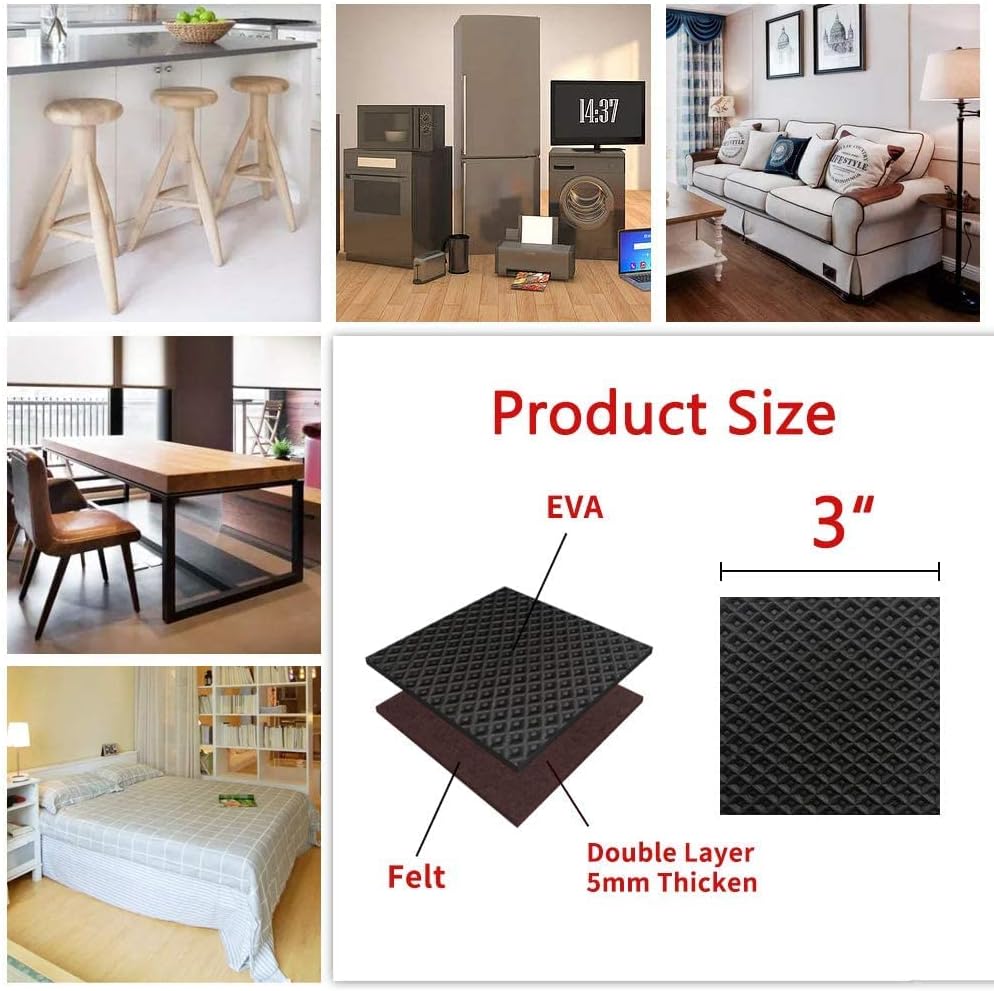 Yelanon Non Slip Furniture Pads -12pcs 4" Furniture Grippers Hardwood Floors, Non Skid for Furniture Legs,Self Adhesive Rubber Feet, Anti Slide Furniture Floors Protectors for Keep Couch Stoppers