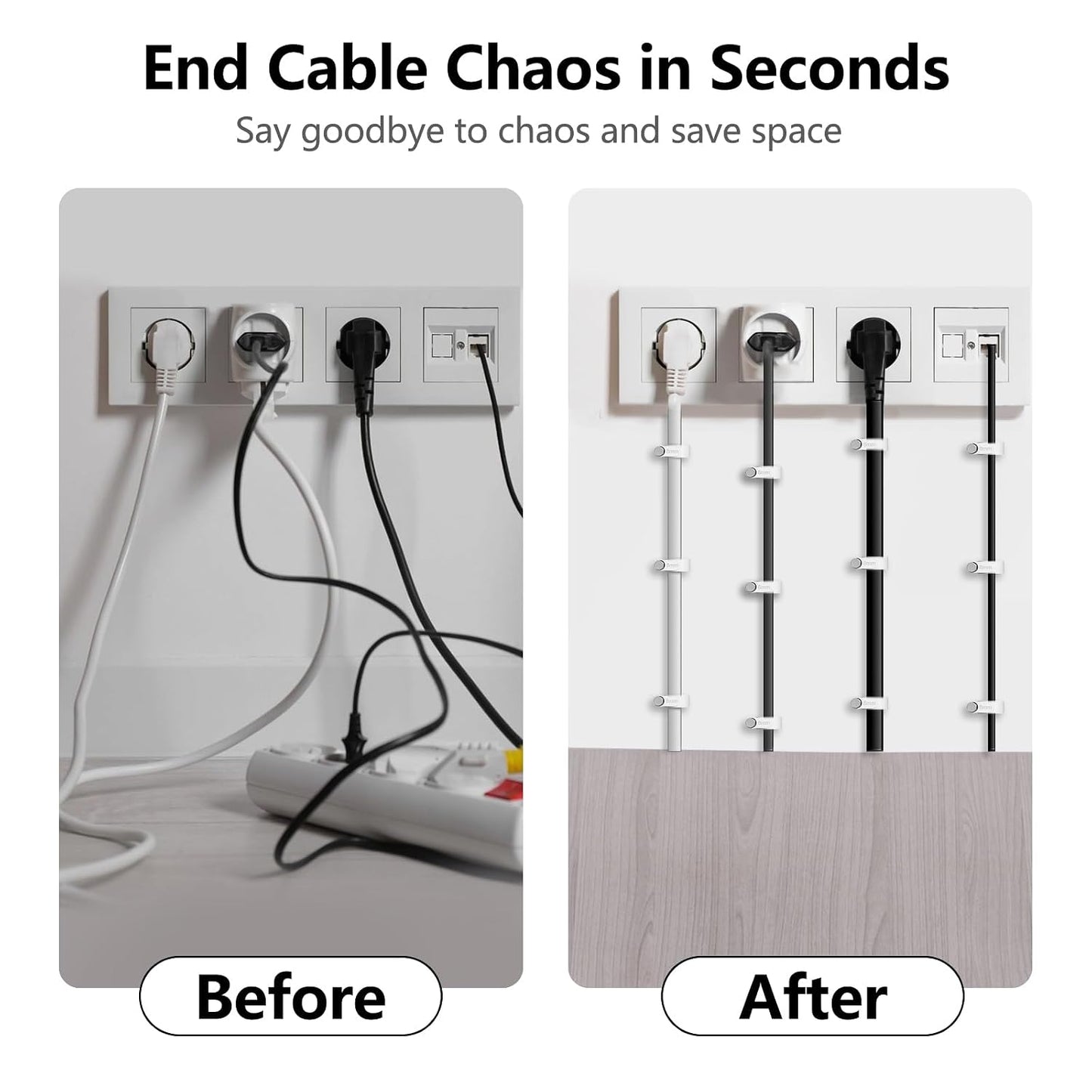 Jadaol Cable Clips 100Pcs 8mm Nail in Clips for Round Ethernet Cables Wall Clips Cable Tacks Electrical Wire TV Cable Speaker Wire Coax Clips Cable Nails for Cords Cat5/Cat5e/Cat6/Cat7 RJ45 Cord Clips