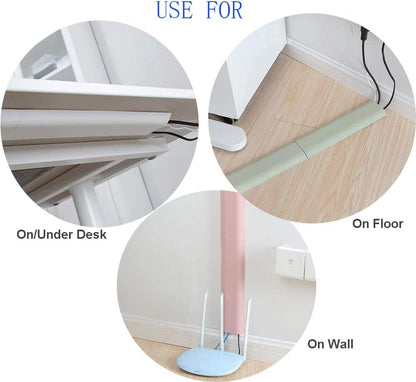 Cable Concealer Cord Cover, Airlxf 2 PCS Self-Adhesive Wall Cable Covers with 4 PCS Double-side Tapes for TV Computer Office Theater (White)