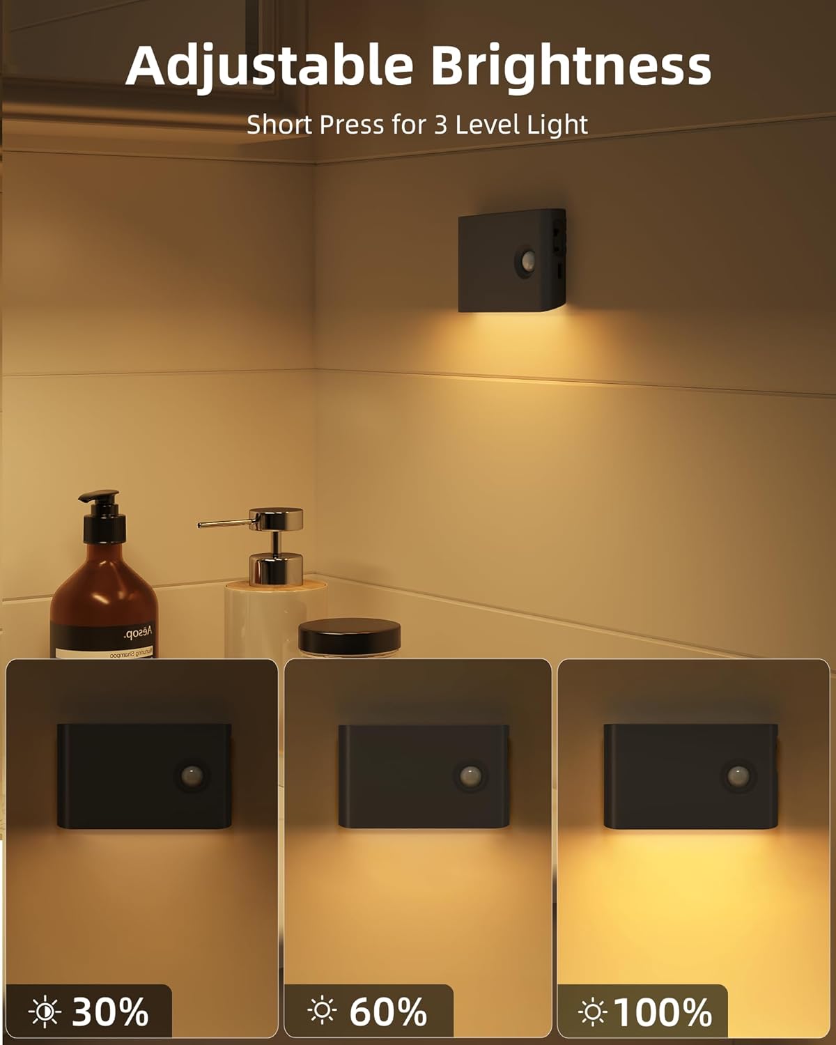 EZVALO 6 Pack Motion Sensor Night Lights, Sync LED Stair Lights Indoor, 1500mAh Rechargeable, Magnetic & Dimmable, 3000K Soft White, Portable Nightlight for Hallway, Stairs, Bathroom, Bedroom