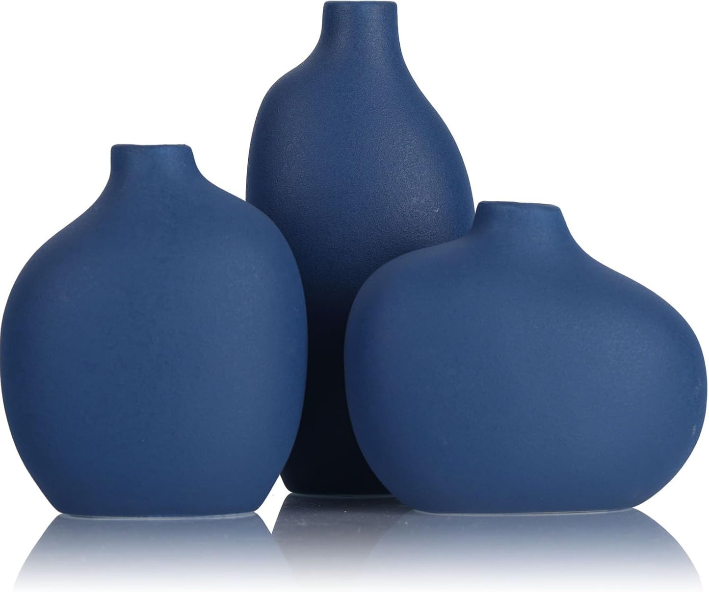Small Ceramic Vase Set of 3,Bulk Mini Bud Vases for Flowers and Pampas Grass,Cute Boho Ellipse Home Decor for Coffee Table Centerpieces,Living Room,Office,Bookshelf,Entryway Decor (Green Floral)