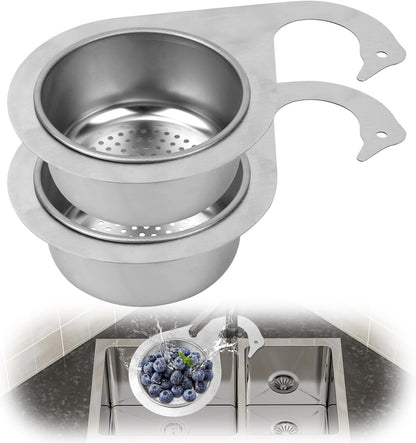 2pcs Swan-Shaped Drain Basket, Stainless Steel Sink Strainer Catcher Multi-Functional Quick Drain Kitchen Filter for Fruits Vegetables, Faucet Hanging (Small)