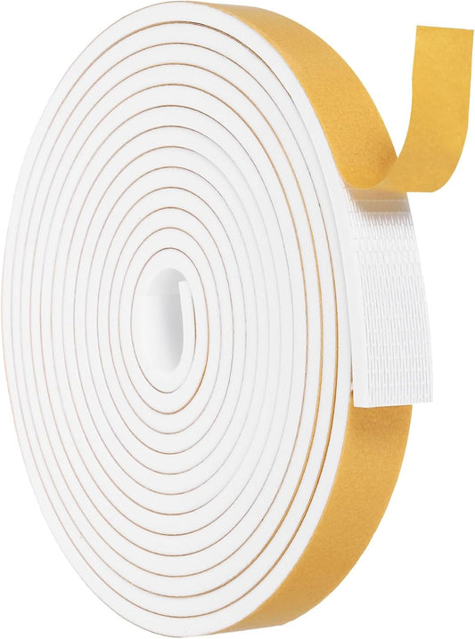 MECCANIXITY Weather Door Seal Strip Tape, Door Insulation Stripping Single Side Strong Self Adhesive Foam Tape Gap Filler for Door, Window, 1/4 Inch x 1/16 Inch x 32 Feet White 2 Pack