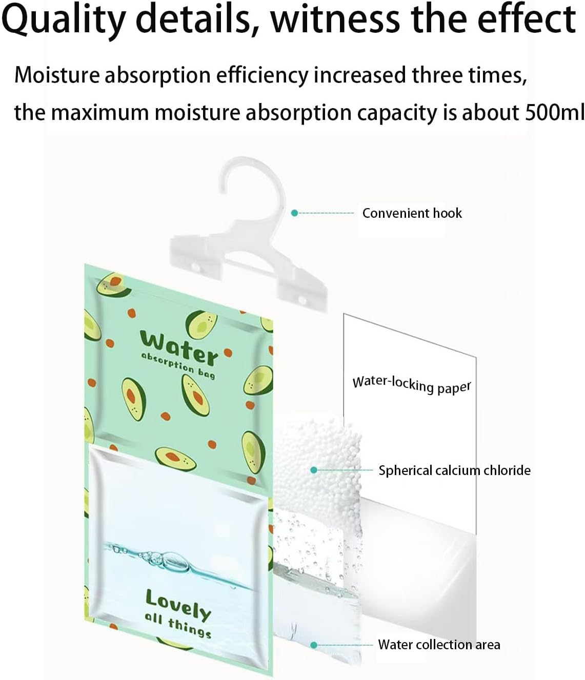 8 Pieces Dehumidifier Hanging Bags for Kitchen, Bathroom, Closet, Wardrobe Dehumidifier Bags (4 Colors)