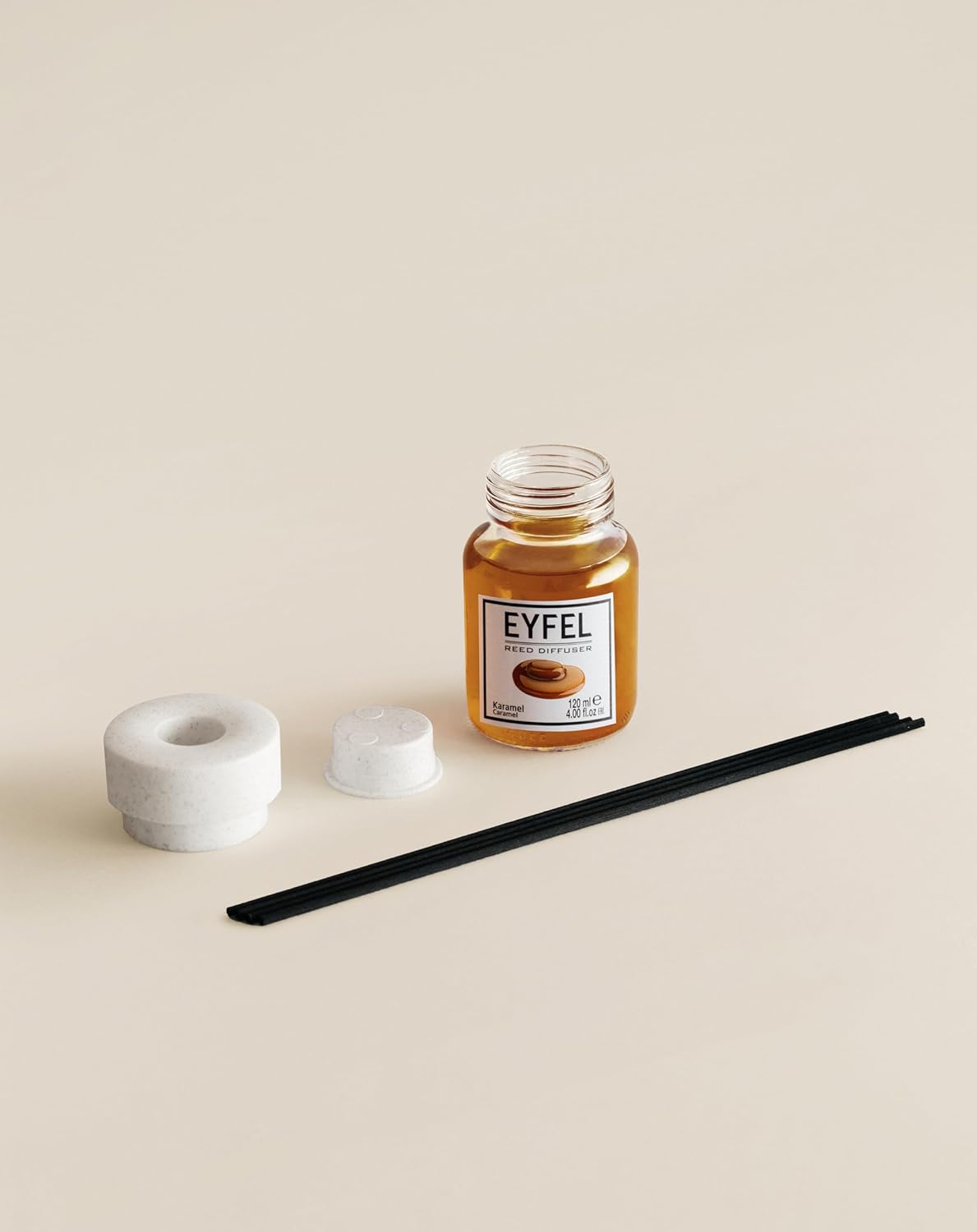 EYFEL Reed Diffuser Set - Caramel Scent 4.05 fl oz Oil with Sticks for Home and Bathroom - Fragrance and Decor