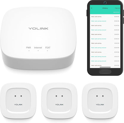 YoLink Water Leak Starter Kit: Hub + 4 Leak Sensor 1 (Silent), LoRa Long-Range, App/SMS/Email Alerts, D2D Offline Triggers, 2 AAA Up to 5-Year Battery, Compatible with Alexa/IFTTT/Home Assistant