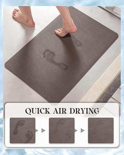 MontVoo -Bath Mat-Rubber Backing Non SlipThin Bathroom Rugs Fit Under Door- Quick Dry Absorbent Faux Suede Surface Grey Bathroom Floor Mats-Shower Rug for in Front of Bathtub Shower Gray 16x24