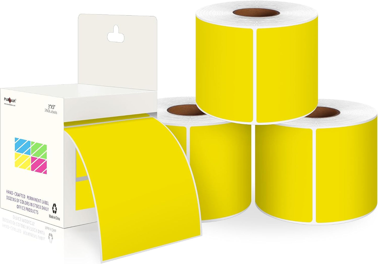 PARLAIM 3 X 5 Inch Rectangle Adhesive Color Coding Stickers,Square Inventory Stickers -250 Per Dispenser Box (Fluorescent Green)