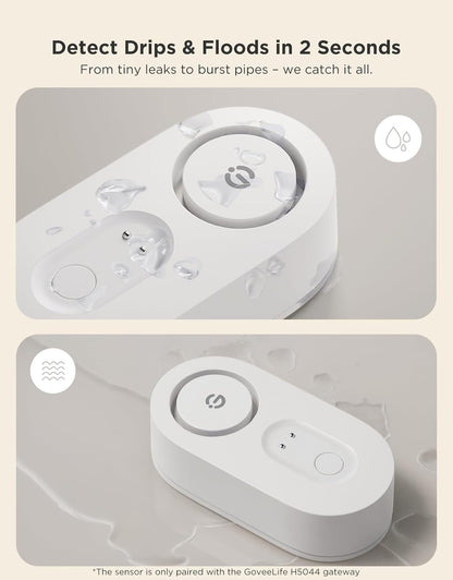 GoveeLife Water Leak Detector 5 Pack with 105dB Adjustable Alarm, Water Alarm with Dual Sets Sensor Probes Leaks and Floods. Suit for Home, Basement, and Kitchen(Cannot Connect to Wi-Fi Directly)