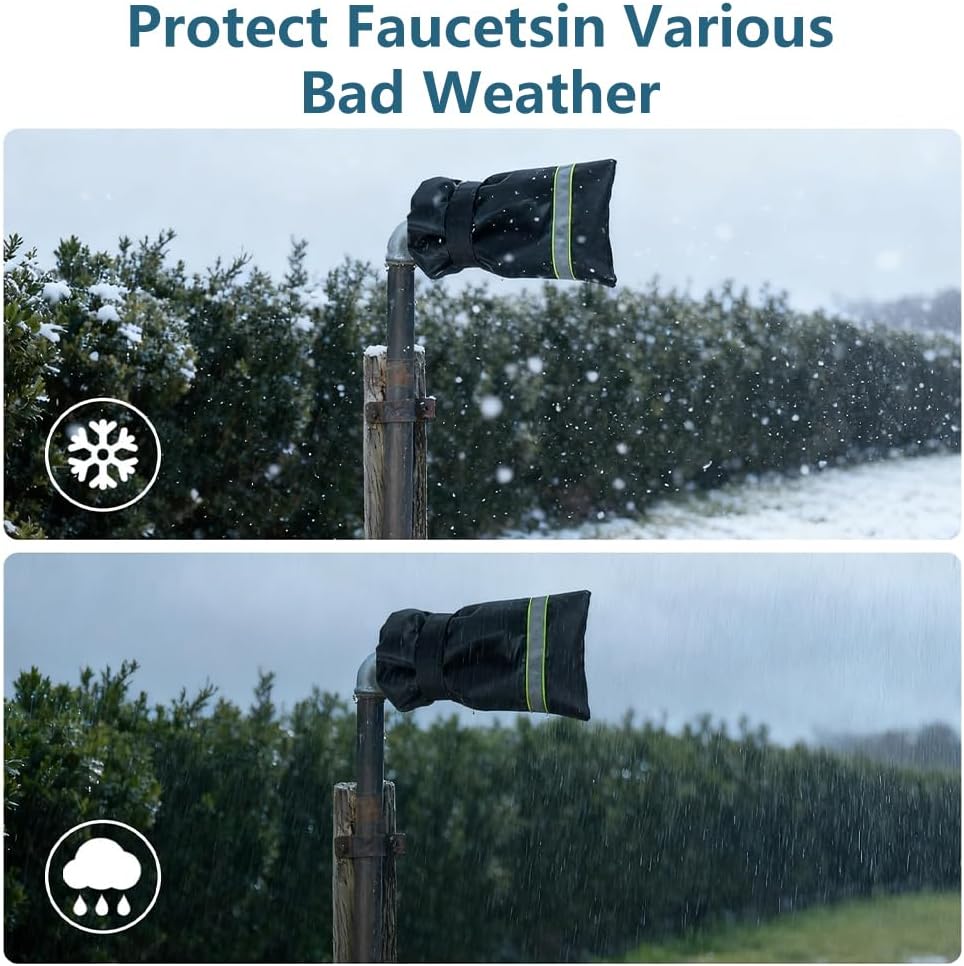 Outdoor Faucet Covers for Winter, 9.8" x 6.3" Freeze-Proof Insulated Spigot Cover, Waterproof Hose Bib Covers for Outside Taps, Heavy-Duty Winterizing Protection for Garden Yard & Patio (2Pcs)