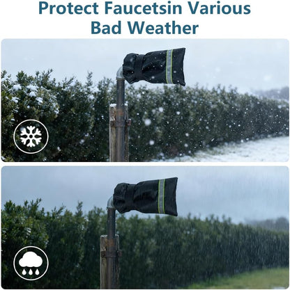 Outdoor Faucet Covers for Winter, 9.8" x 6.3" Freeze-Proof Insulated Spigot Cover, Waterproof Hose Bib Covers for Outside Taps, Heavy-Duty Winterizing Protection for Garden Yard & Patio (2Pcs)
