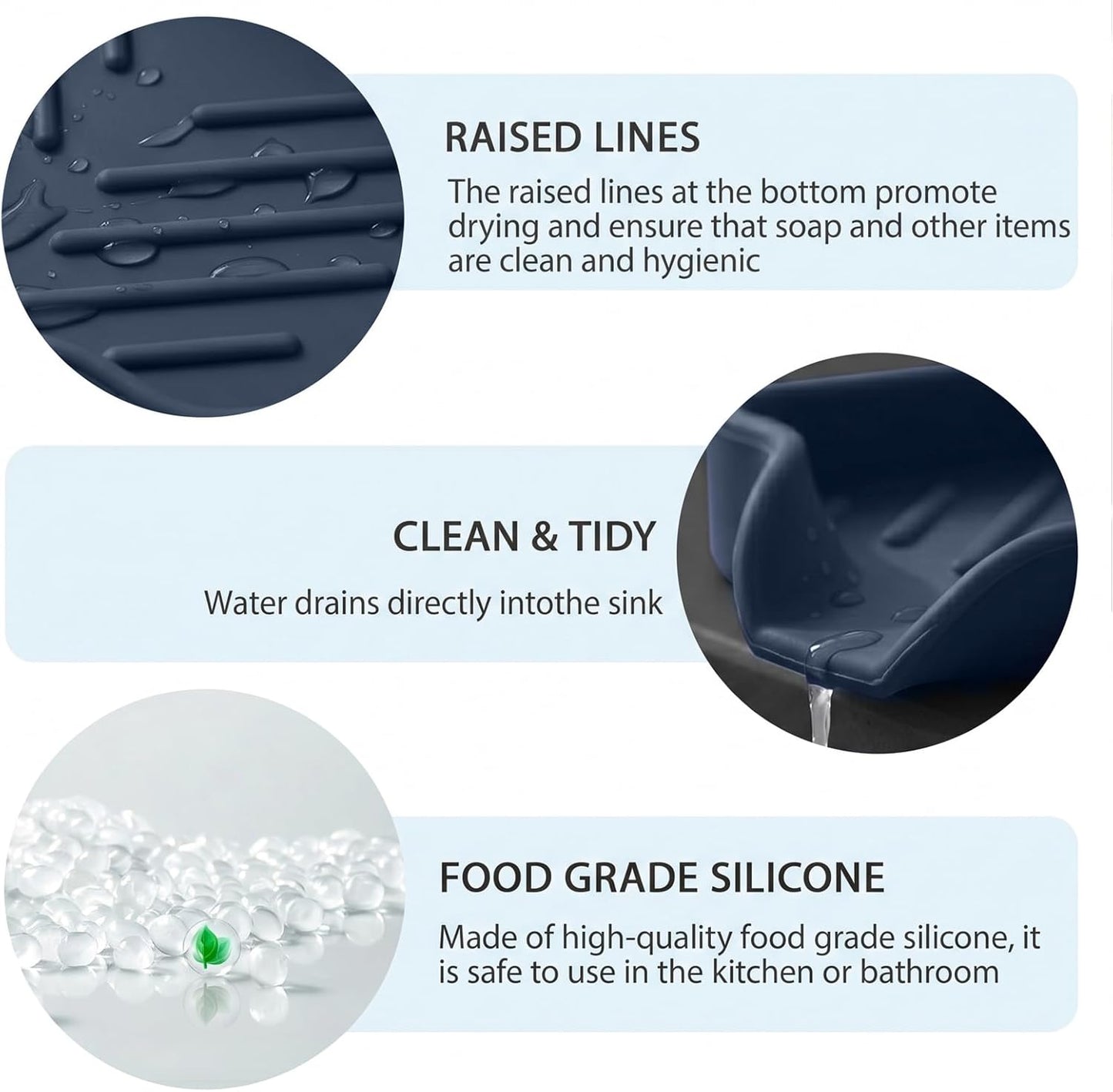 MicoYang Silicone Bathroom Soap Dishes with Drain Spout-Bathroom and Kitchen Sink Organizer,Sponge Holder,Dish Soap Tray,Perfect for Dispenser,Scrubber,Bottle,Cup on Sink or Counter-Coffee 4.9"×3.2"