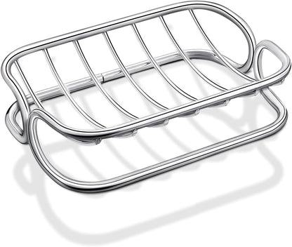 Patelai Soap Dish Stainless Steel Bathroom Bar Soap Holder for Shower Rust Proof Metal Self Draining Sponge Shelf Tray for Kitchen Sink(Classic Style)