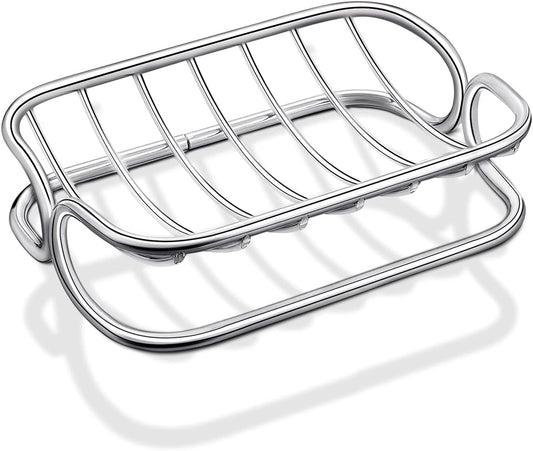 Patelai Soap Dish Stainless Steel Bathroom Bar Soap Holder for Shower Rust Proof Metal Self Draining Sponge Shelf Tray for Kitchen Sink(Classic Style)