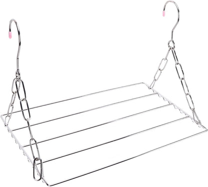 Stainless Steel Sock Drying Rack,Multifunctional Laundry Drying Rack Hanging Drying Rack Swivel Hook Wind Proof Clothes Hanger Rack with Clips for Hanging Clothes Towels Socks (Without Clip 40cm)