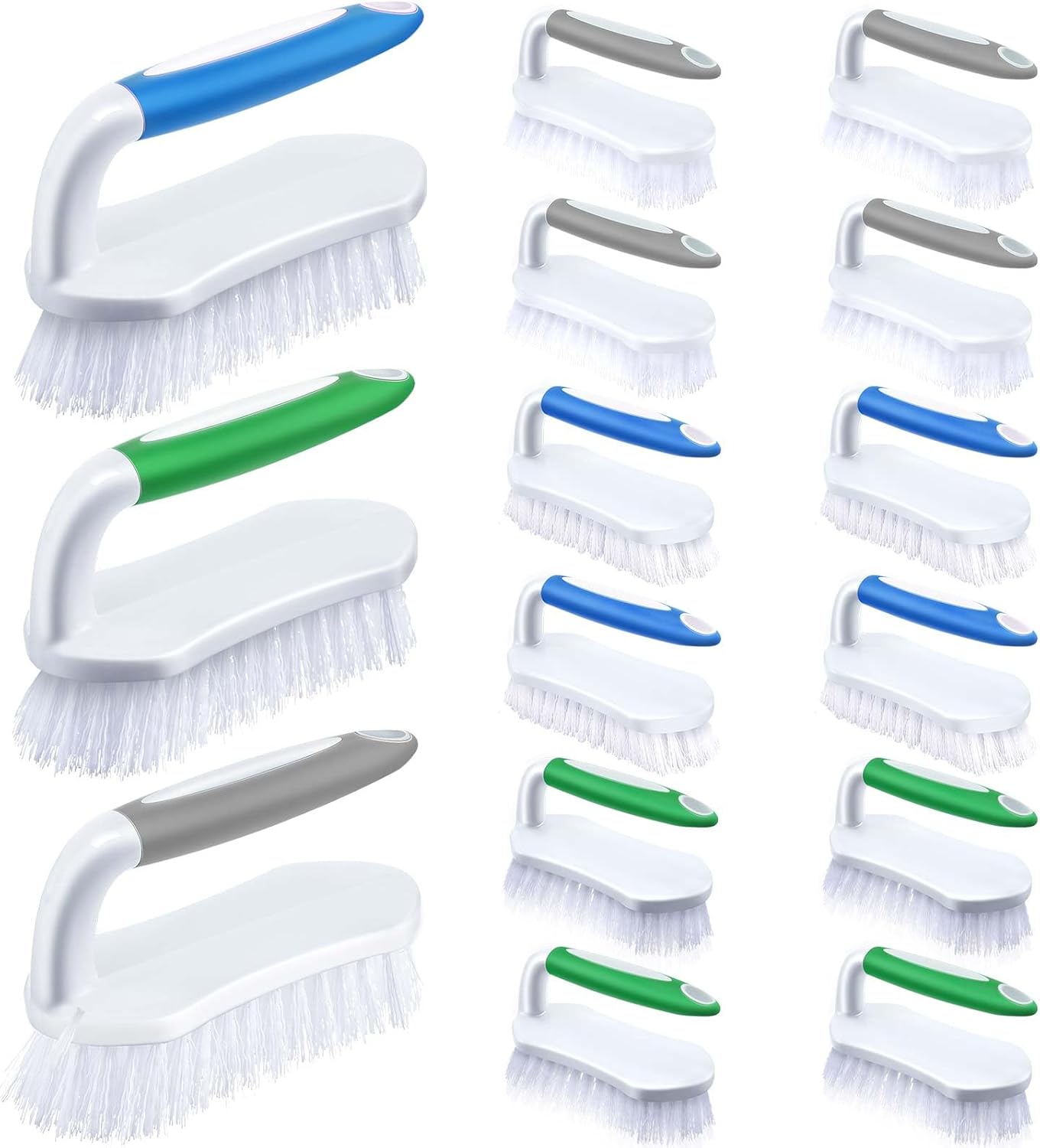 Lallisa 12 Pcs Scrub Brush for Cleaning with Handle Comfortable to Grip Heavy-Duty Flexible Stiff Bristles Scrubber Brushes Bulk for Shower Bathroom Carpet Kitchen Floor Tiles (Gray)