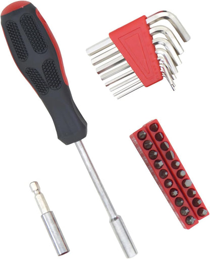 39-Piece Household Tools Kit - Portable and Essential Repair Set Ideal for Women, College Students, Home Use & More (39p-Pink)