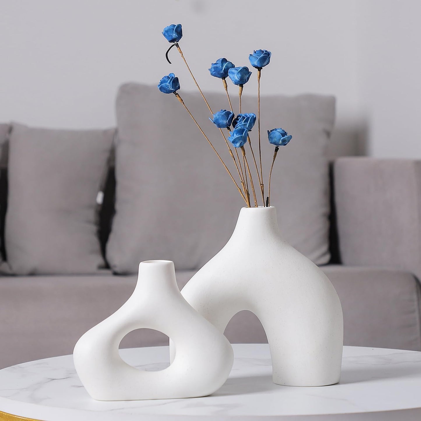 CEMABT Modern Nordic Boho Vase Set - Elegant Beige Matte Ceramic Vase for Living Room, Bookshelf, Mantel, Entryway Table & Console Decor | Home Decor Shelf Decorations Easter Gift