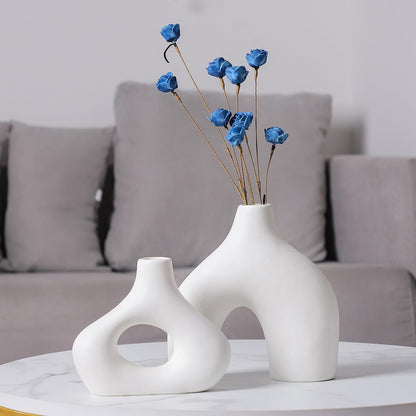 CEMABT Modern Nordic Boho Vase Set - Elegant Beige Matte Ceramic Vase for Living Room, Bookshelf, Mantel, Entryway Table & Console Decor | Home Decor Shelf Decorations Easter Gift
