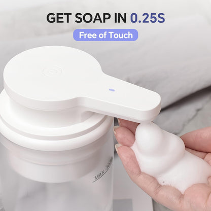 Automatic Foaming Soap Dispenser, Rechargeable Touchless Foam Hand Soap Dispenser for Bathroom, Soap Pump for Kitchen, Water-Resistant, Xmas Gift 10oz