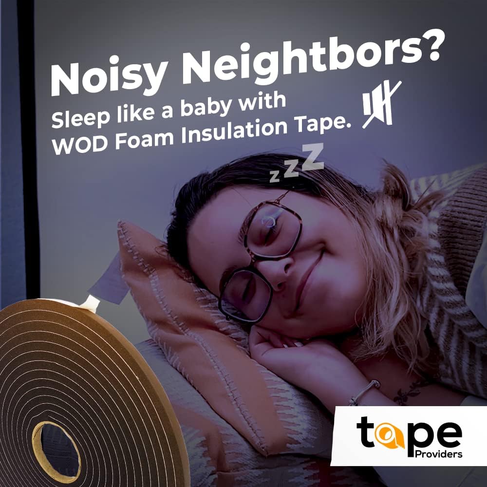 WOD Insulation Foam Tape Self Adhesive - 1/16 Thick x 3/16 Width - 150 feet - Made in USA Weather Stripping, HVAC, Sealing Doors, Windows, Pipes, Cooling, Sound Proof, and Air Conditioning.