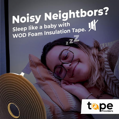 WOD Insulation Foam Tape Self Adhesive - 1/16 Thick x 3/16 Width - 150 feet - Made in USA Weather Stripping, HVAC, Sealing Doors, Windows, Pipes, Cooling, Sound Proof, and Air Conditioning.