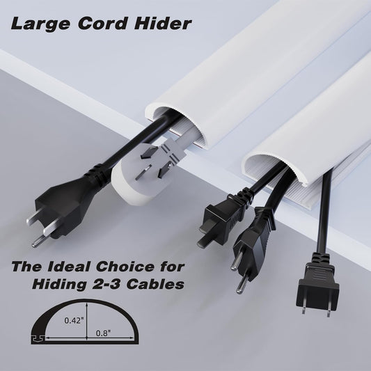 39" Silicone Cord Hider for Wall Mount TV,Self-Adhesive Cable Hider for 1 Cord(1/4" Diameter),Cable Management Under Desk,Cord Organizer,Cable Raceway Home & Office Trim,Cord Concealer Channel,White