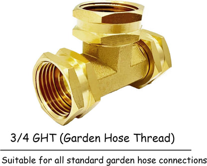 2PCS Brass 3/4" GHT Garden Hose Splitter Body Backyard 2 Way Y Shaped Swivel Connector Threaded Pipe Fitting Coupler Adapter with Washer