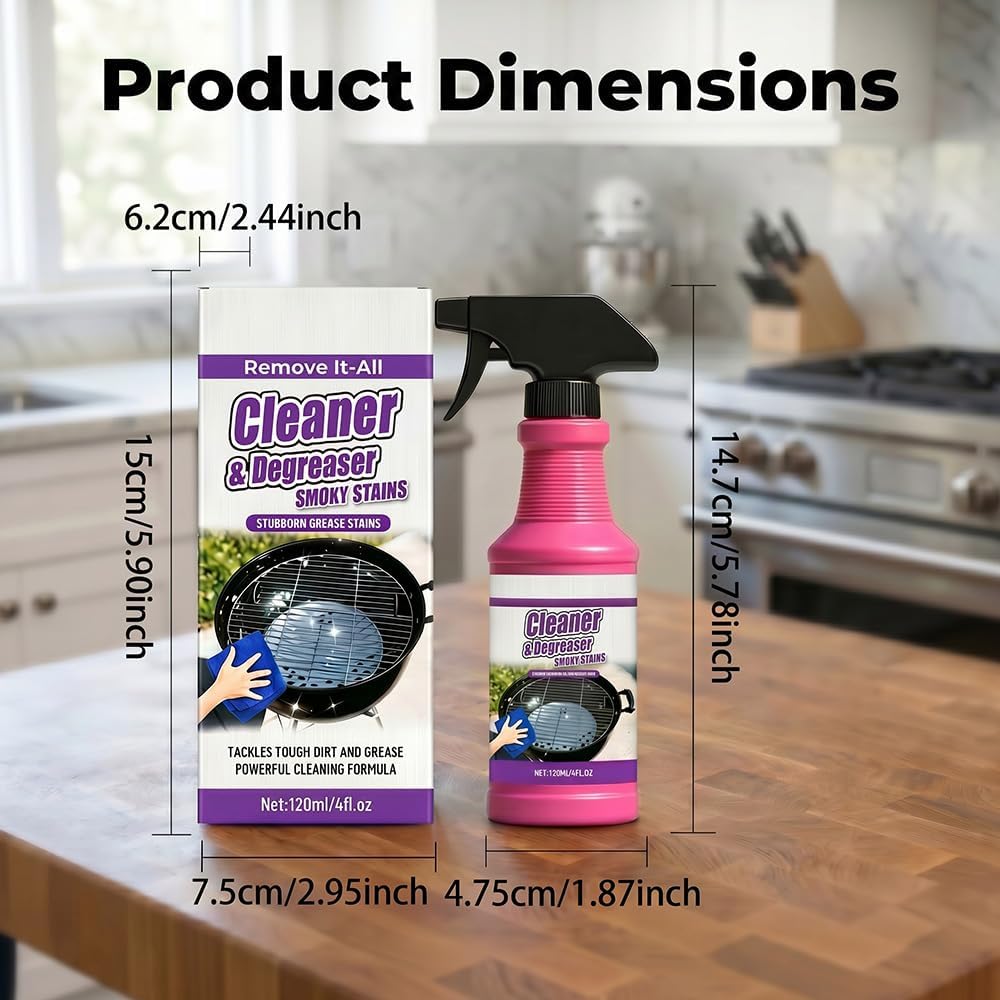 Fast Acting Heavy Duty Grill Degreaser Spray, 2026 New BBQ Oven Cleaner, Multi-Surface Grease Remover for Grates, Cookware, Baking Sheets, Powerful Kitchen Cleaner