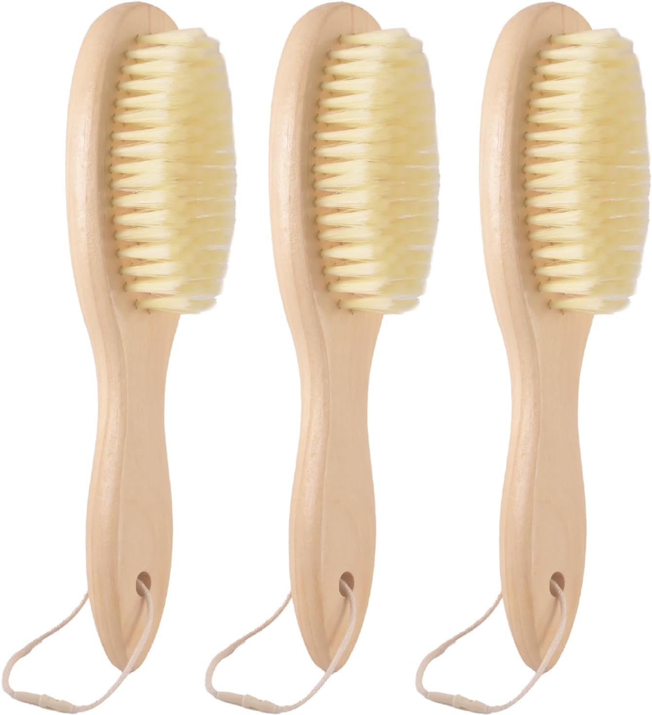 3 Pack Wood Laundry Stain Brush, Very Soft Bristle Shoe Laundry Stain Remover Long Handle Oval Gentle for Sneakers, Suede & Leather, Protable Soft Cleaning Clothes Brush for Scrubbing Stains (3)