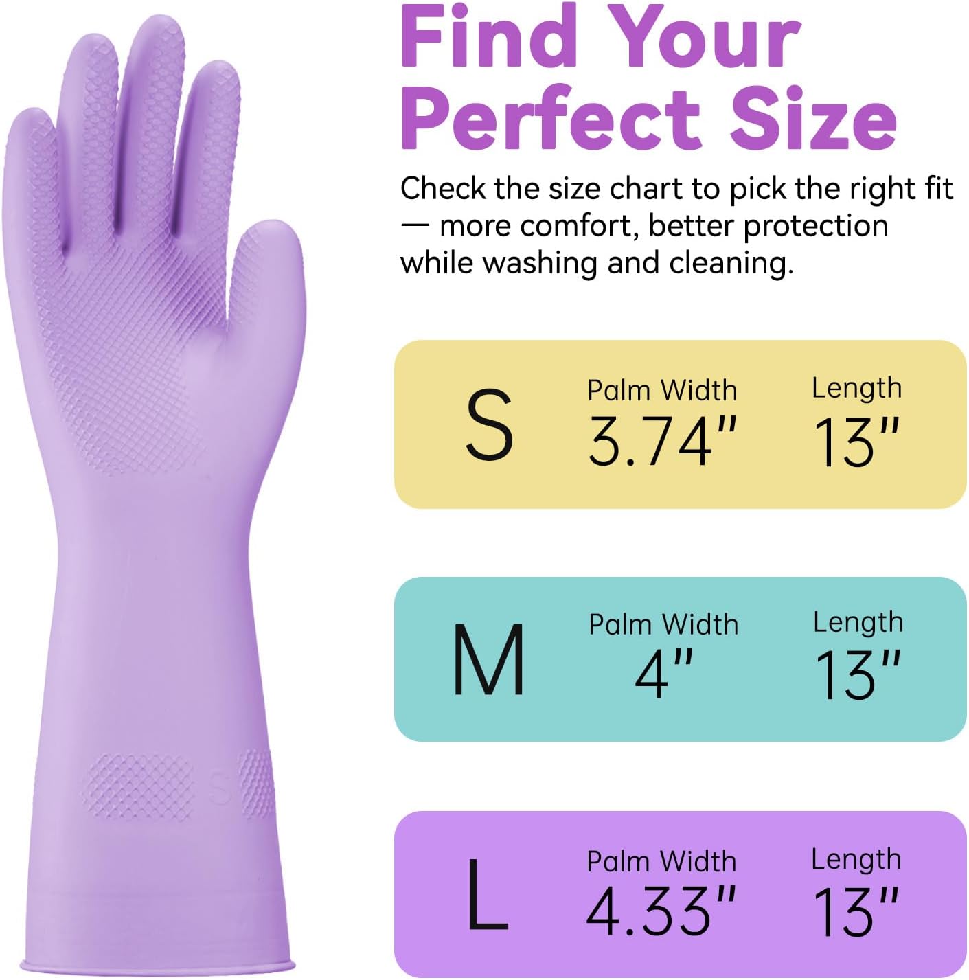 Dishwashing Rubber Gloves for Cleaning – 4 Pairs Kitchen Gloves with Handing Hooks Washing Dishes Household Glove - Large