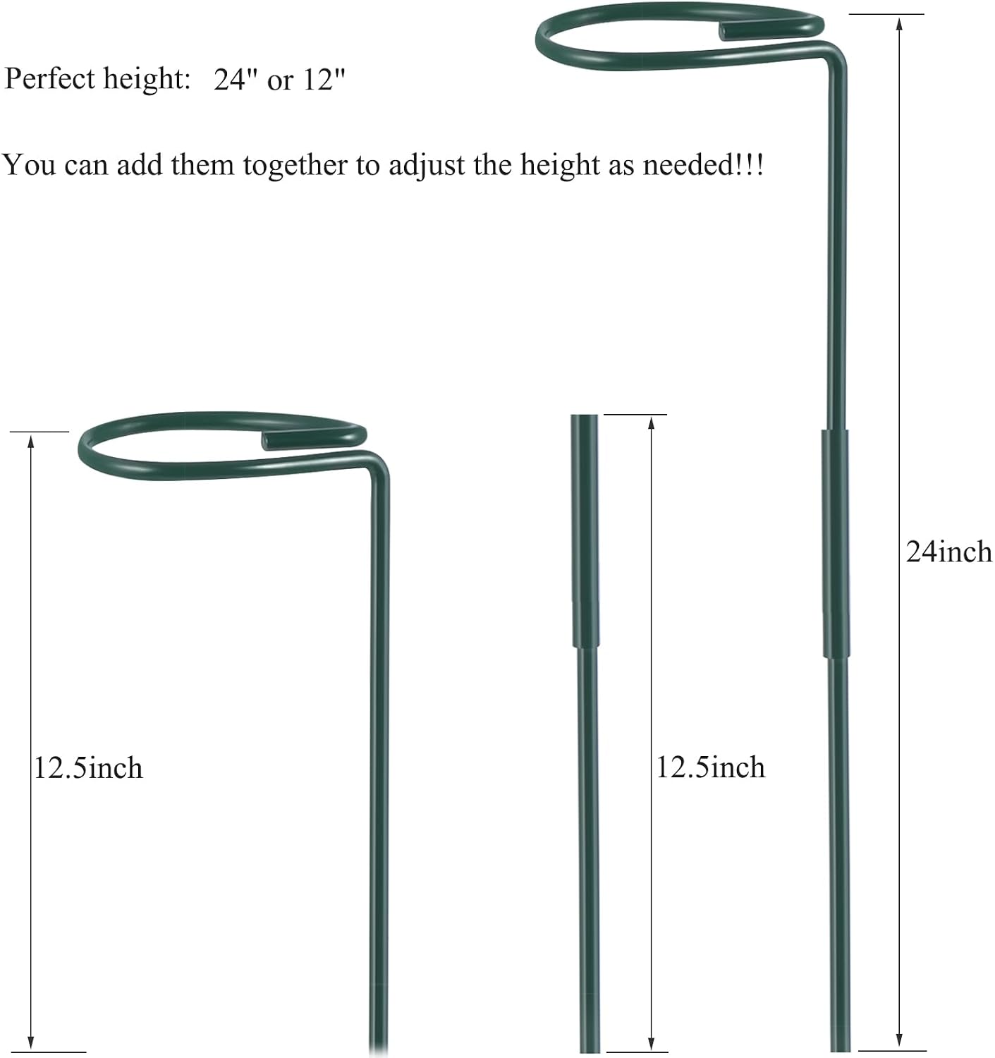 Plant Stake Support - 6 Pack, Garden Single Stem Support Stake Plant Cage Support Rings, Single Stem Plant Support Stakes, Plant Twist Ties, for Flowers Amaryllis Tomatoes Peony Lily Rose (15.9 inch)