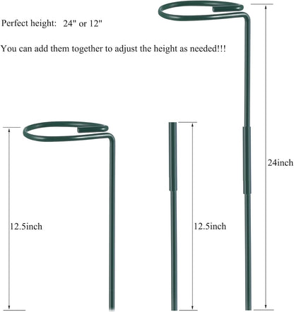 Plant Stake Support - 6 Pack, Garden Single Stem Support Stake Plant Cage Support Rings, Single Stem Plant Support Stakes, Plant Twist Ties, for Flowers Amaryllis Tomatoes Peony Lily Rose (15.9 inch)
