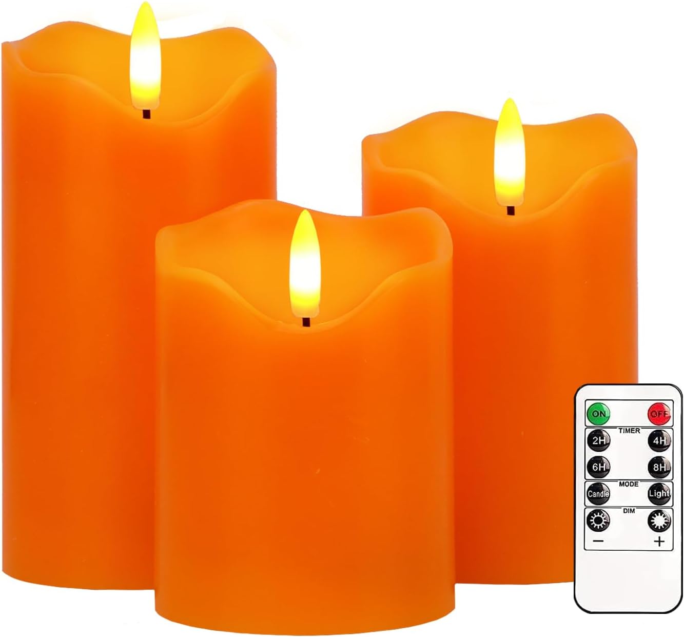 Flameless Candles Lights, Set of 3 Flickering LED Candles with Remote & Timer, Dimmable Electric Pillar Candles Battery Operated, Green Candles for Home St. Patrick’s Day Christmas Decor (Green)