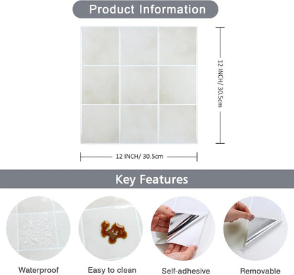 CHIHUT 6 Sheets 12"x12" Glossy Grey Concrete Checkered Peel and Stick Backsplash Tiles Waterproof Heat Resistant Self Adhesive Vinyl Wall Tiles for Kitchen Bathroom Laundry Room Renter Friendly Tiles