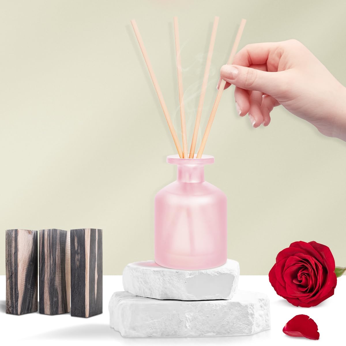 Reed Diffuser for Home, Clean Linen Scent 3.38oz (100ml)*1 Pack Essential Oil Reed Diffuser Set with 8 Sticks, Long Lasting Air Freshener for Bathroom Bedroom Living Room, Home Decor & Gifts