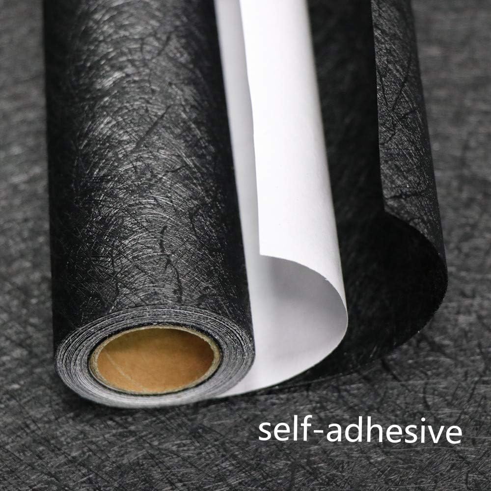 15.7" X 118" Black Silk Wallpaper Embossed Self Adhesive Peel and Stick Wallpaper Contact Paper Removable Waterproof Kitchen Vinyl Wrap Cabinet Furniture Textured Renter Friendly Wall Gift Paper