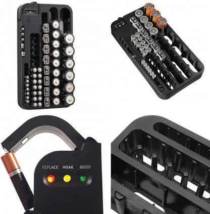 Garneck Battery Storage Organizer Case with Removable Tester Holds to 72 AAA and 14450 Batteries with Multiple Size Slots