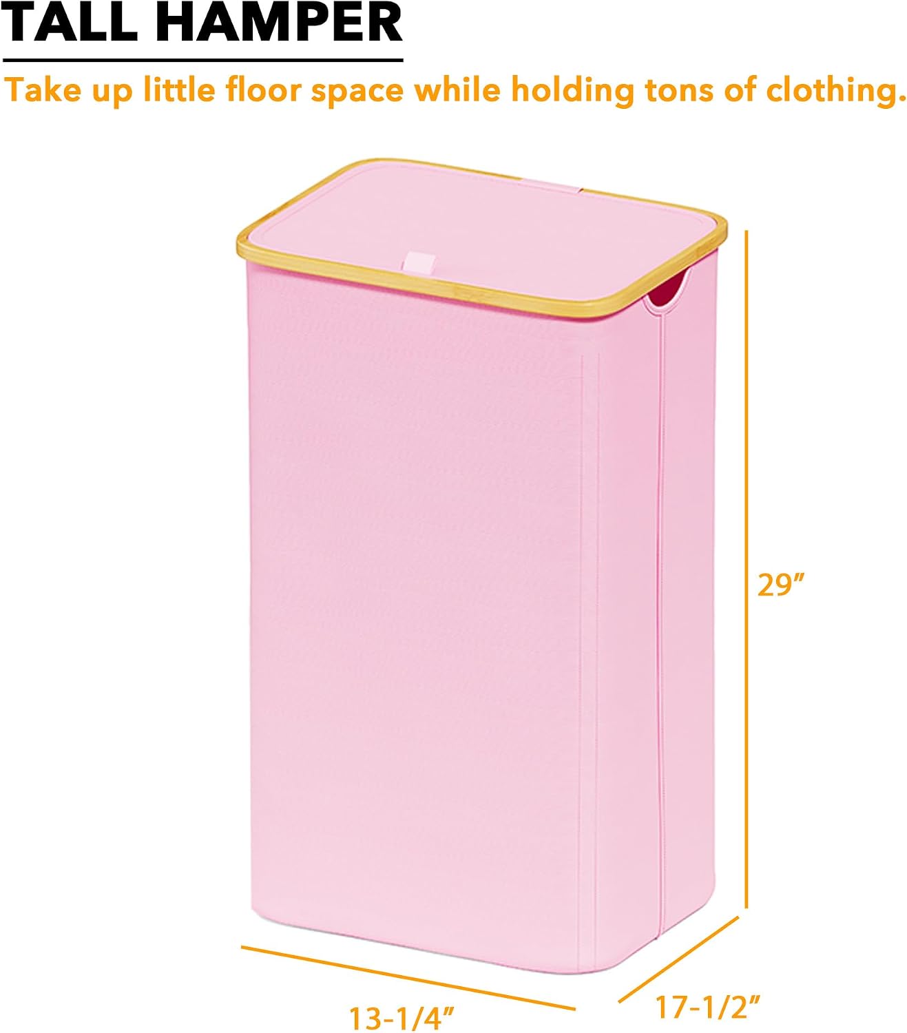 SpaceAid Double Laundry Hamper 2 Section with Lid and Removable Laundry Bags, 160L Clothes Basket with Bamboo Handles, Large Collapsible Hamper for Bedroom, Bathroom, Dorm, Laundry Room - White