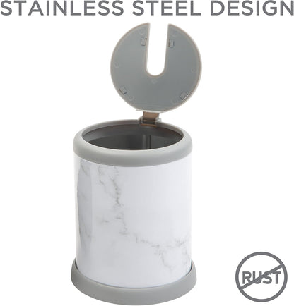 Bath Bliss Toilet Brush and Holder | Self Closing Lid | 360 Degree Brush Head | Bathroom Cleaning | Compact Size | Storage and Organization | Stainless Steel