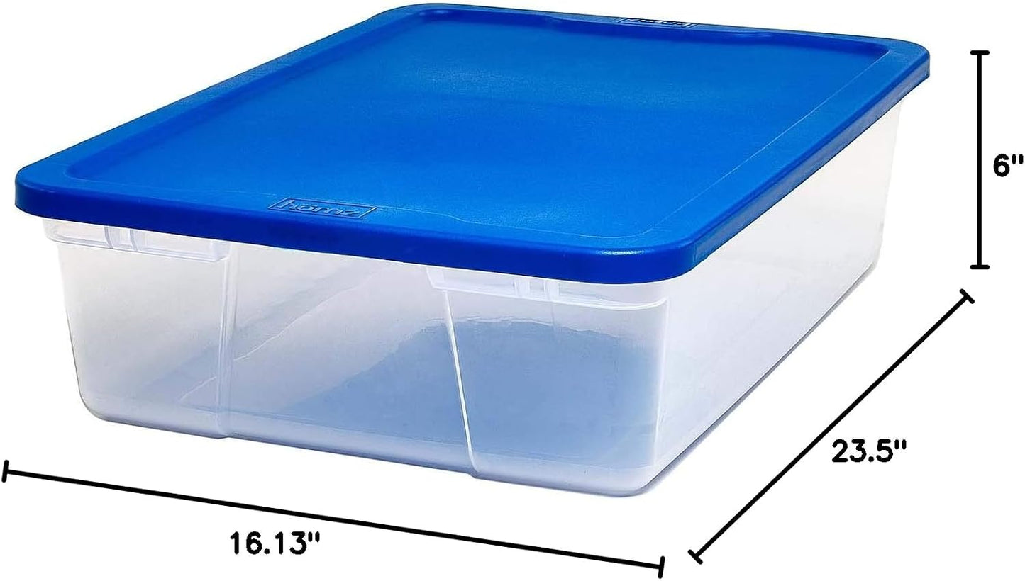 HOMZ 2-Pack Snaplock, Small Clear Plastic Storage Organizer Bins w/ Lids, 28 Quart, Gray - Stackable Container Boxes for Bedroom, Bathroom, Garage, and Office Organization