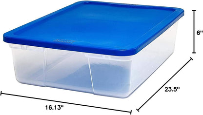 HOMZ 2-Pack Snaplock, Small Clear Plastic Storage Organizer Bins w/ Lids, 28 Quart, Gray - Stackable Container Boxes for Bedroom, Bathroom, Garage, and Office Organization