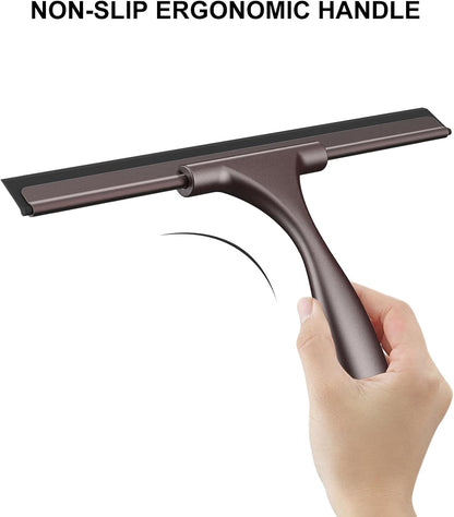 SetSail Squeegee for Shower Glass Door Stainless Steel Shower Squeegee for Glass Doors All-Purpose Window Squeegee for Tile Shower Walls, Sink, Mirror, Bathroom, Car Window Cleaning 10 Inches