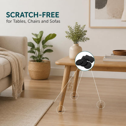 60 Pack Felt Furniture Pads for Hardwood Floors – Self Adhesive Chair Leg Floor Protectors, Round & Square Felt Pads for Furniture Legs, Black