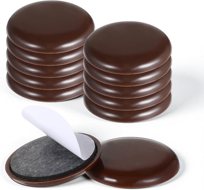 12Pcs Furniture Sliders for Carpet & Hardwood Floors, 2 Inch Furniture Movers Heavy Duty Moving Pads Self Adhesive Chair Leg Gliders for Floor Protectors(Coffee)