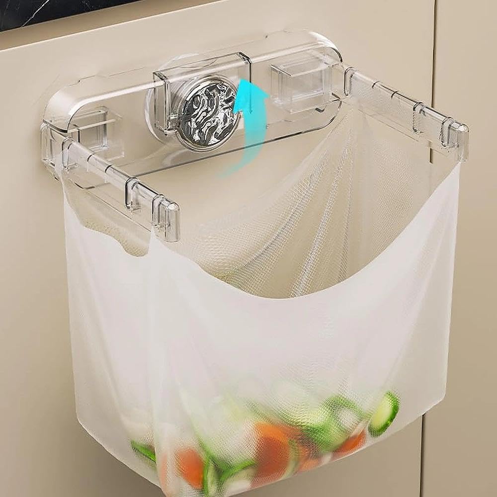 Temvue Kitchen Trash Bag Holder,Suction Cup Plastic Bag Holder,Grocery Bag Holder