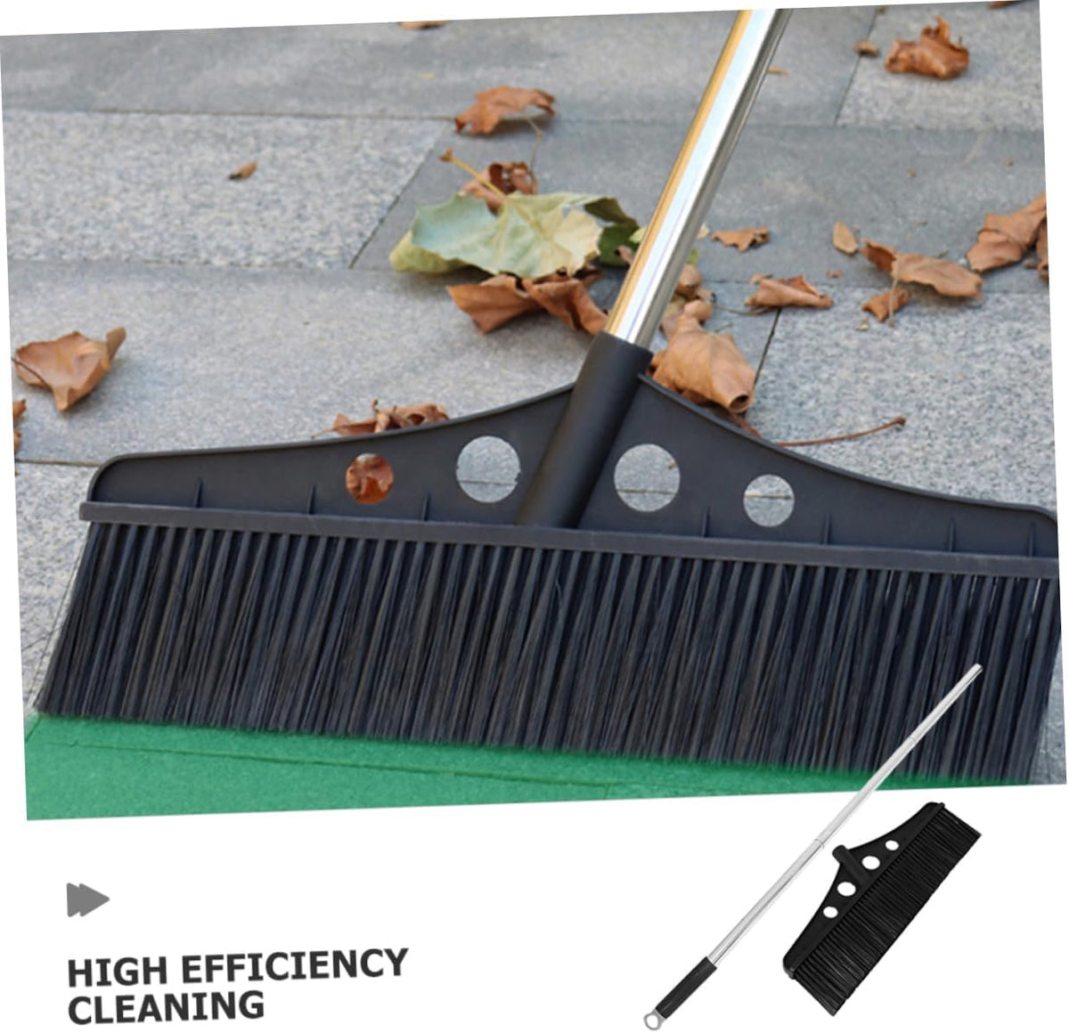 Heavy Duty Outdoor Broom Detachable Garden Sweeper with Long Handle Stainless Steel and Brush for Versatile Cleaning Patios Decks and Rough Surfaces