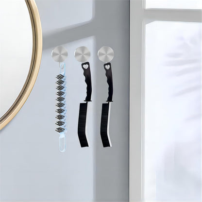 Crevice Cleaning Brush Hard Bristle Grout Brush Scrub Brush Toilet Brush Cleaning Tools Cleaning Supplies for Household Use Bathroom Kitchen 3 Pcs (Black&White)