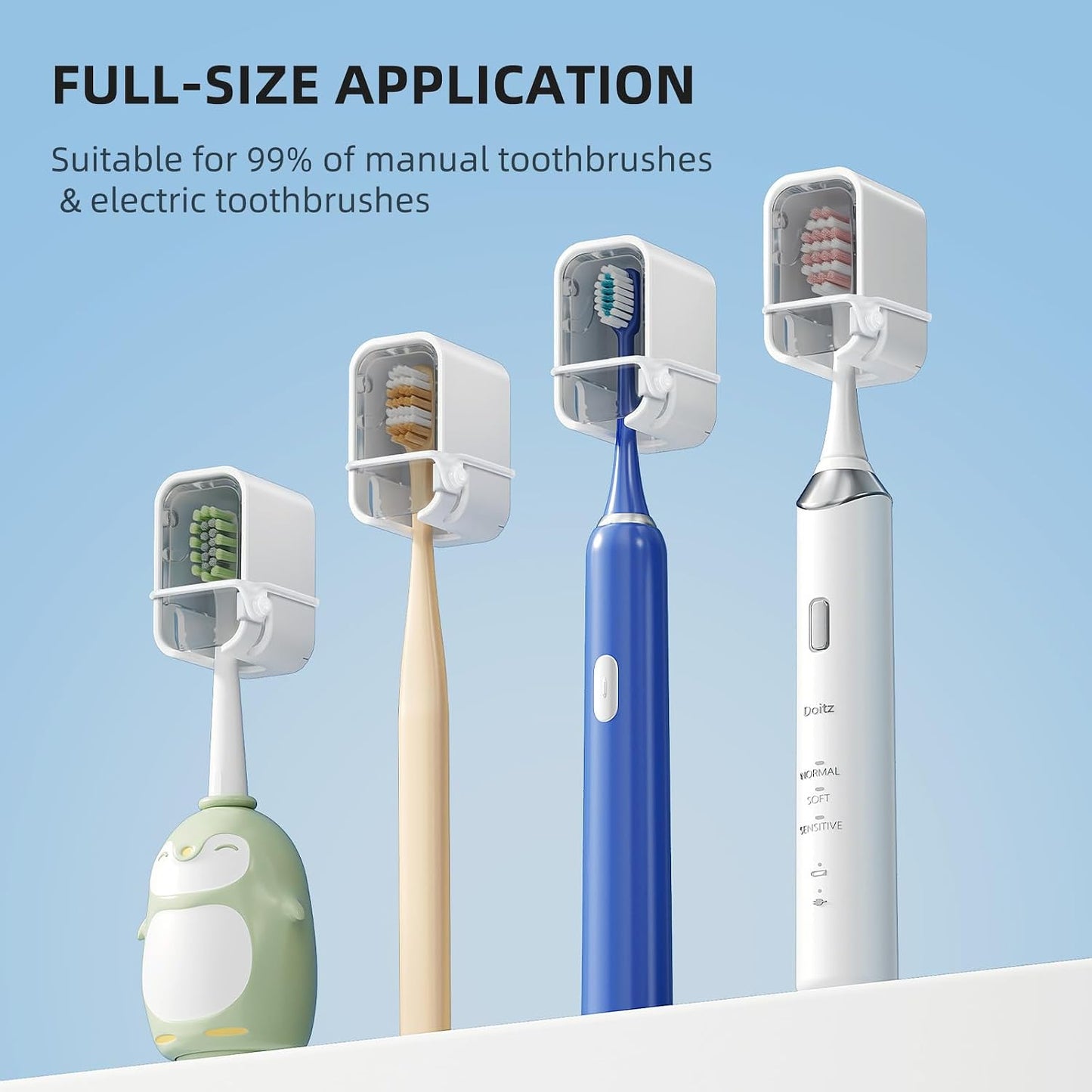 Travel Toothbrush Cover 2PCS,【Innovative Band Design】 Stay Closed Electric Toothbrush Covers Caps, Toothbrush Head Cover for Travel, Camping,Bathroom, Business
