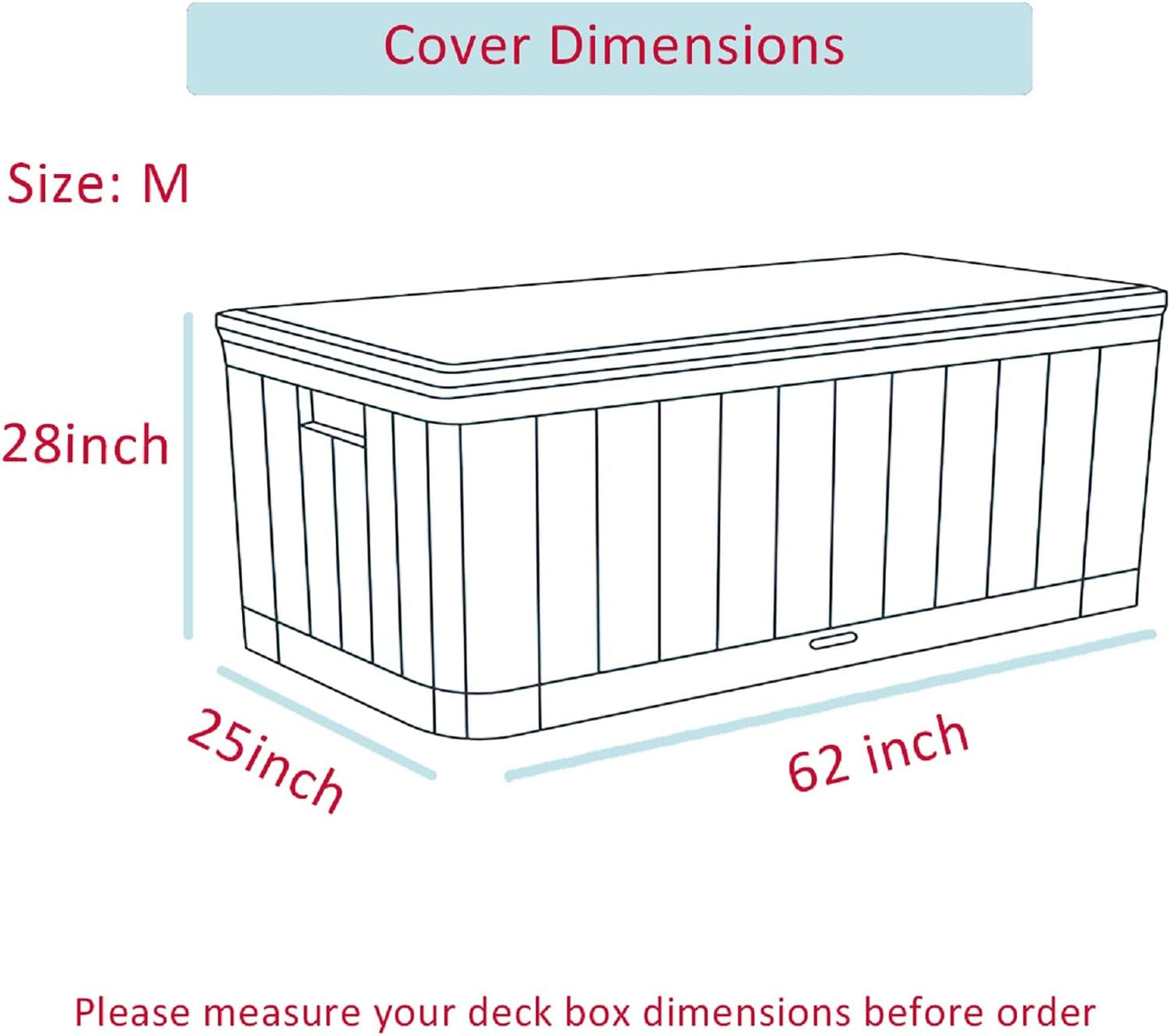 Himal Deck Box Cover, Waterproof 600D Oxford, 63 x 30 x 28 in | Heavy-Duty 600D Fabric, Waterproof Protection, UV Resistant, Outdoor Storage Cover, Waterproof Outdoor Furniture Covers
